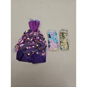 Princess Wedding Evening Dress Party 11.5" Doll Clothes Barbie Purple LOT OF 3